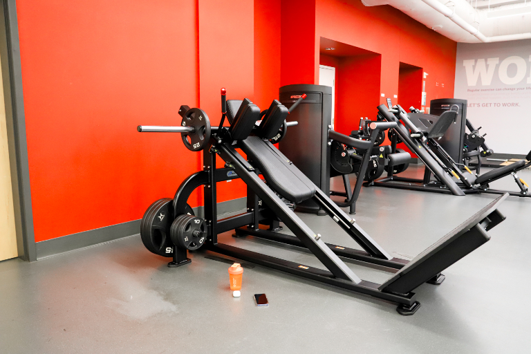 Exercise equipment in the Jag.