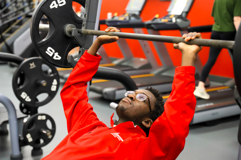 A person working out in the Jag.